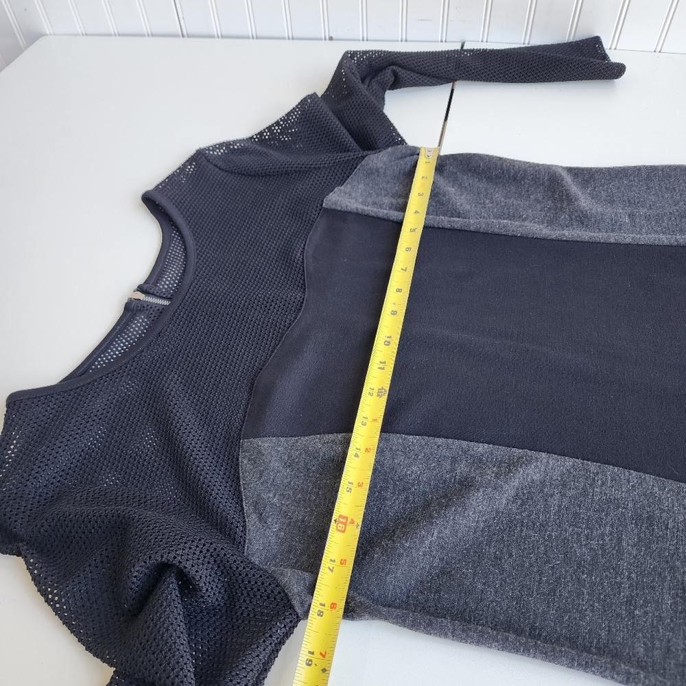 Kensie Womens Dress Classy Black Gray Mesh Front Zipper Long Sleeve Sz L - Picture 14 of 15